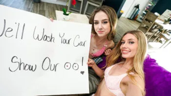 Stepsis And Her Friend Have A Bikini Carwash